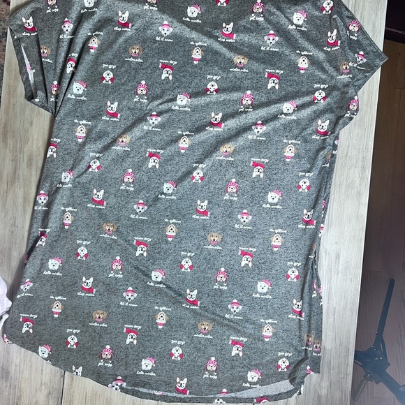 Joyspun Gray Knit Nightgown Size 2X to 3X Frenchie Dachshund Christmas pajamas - Picture 8 of 8